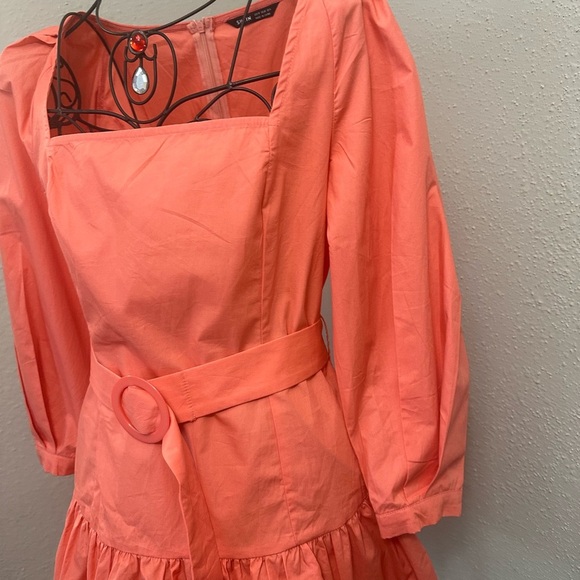 SHEIN Orange Ruffled Tie Front Sundress - Picture 3 of 5